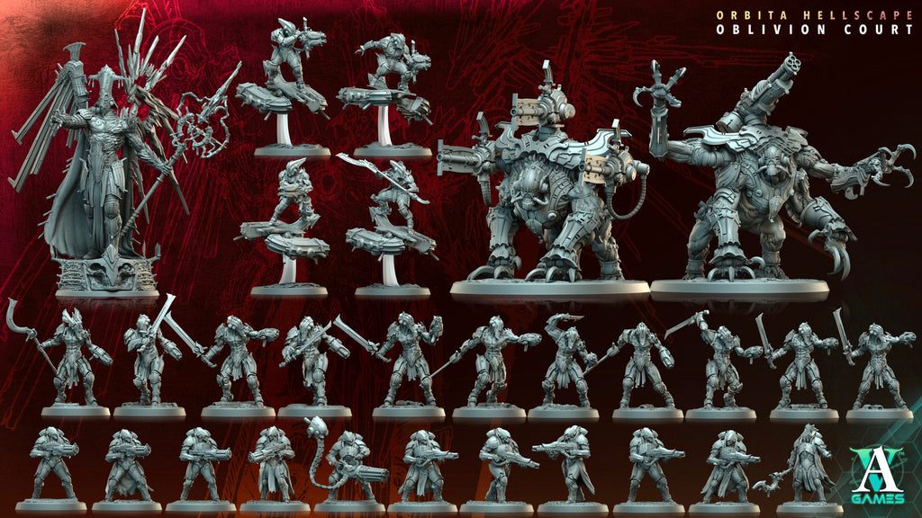 3D Printed Archvillain Games Host of Paranoia Orbita Hellscape Oblivion Court 28 32mm D&D