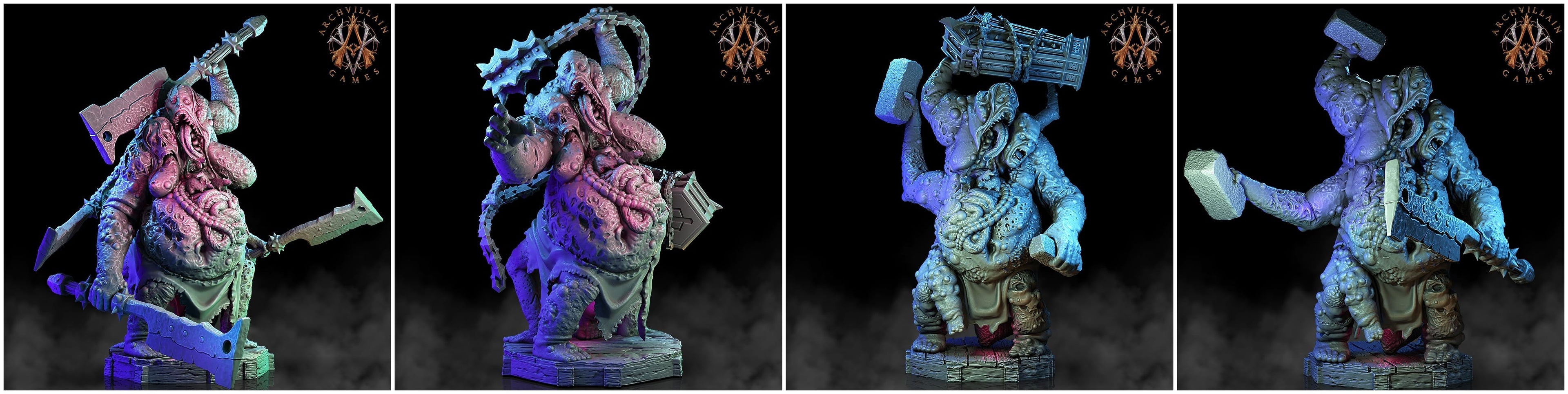 3D Printed Archvillain Games The Deathknight Order Stitched Abominations 28 32mm D&D
