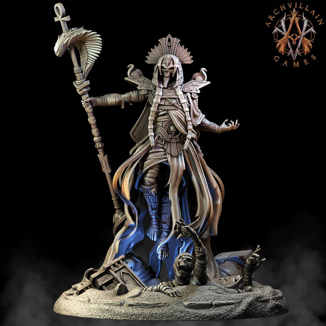 3D Printed Archvillain Games The God King Undead The Empire of Sands 28 32mm D&D