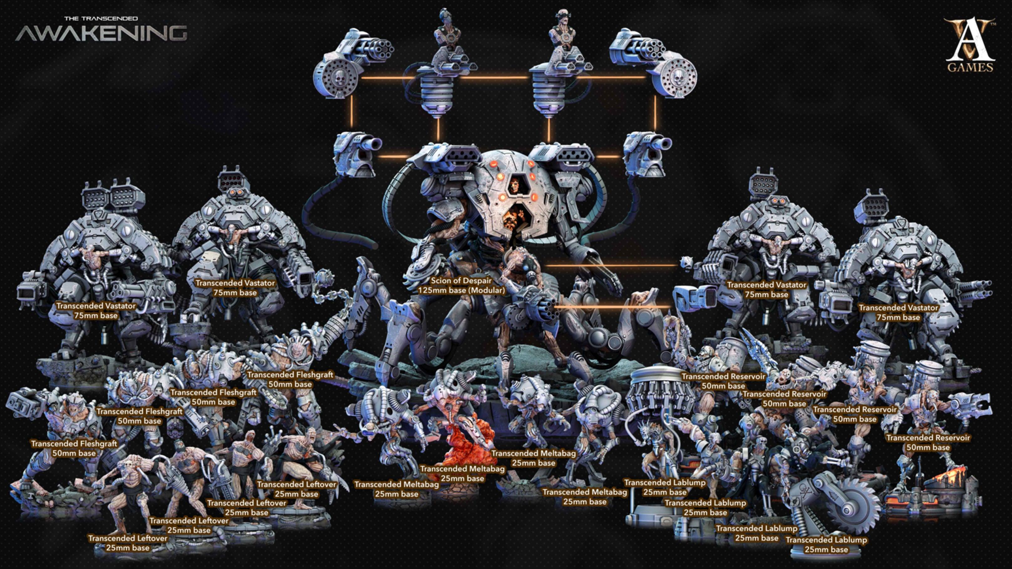 3D Printed Archvillain Games Trancended Lablumps - The Transcended 28 32mm D&D