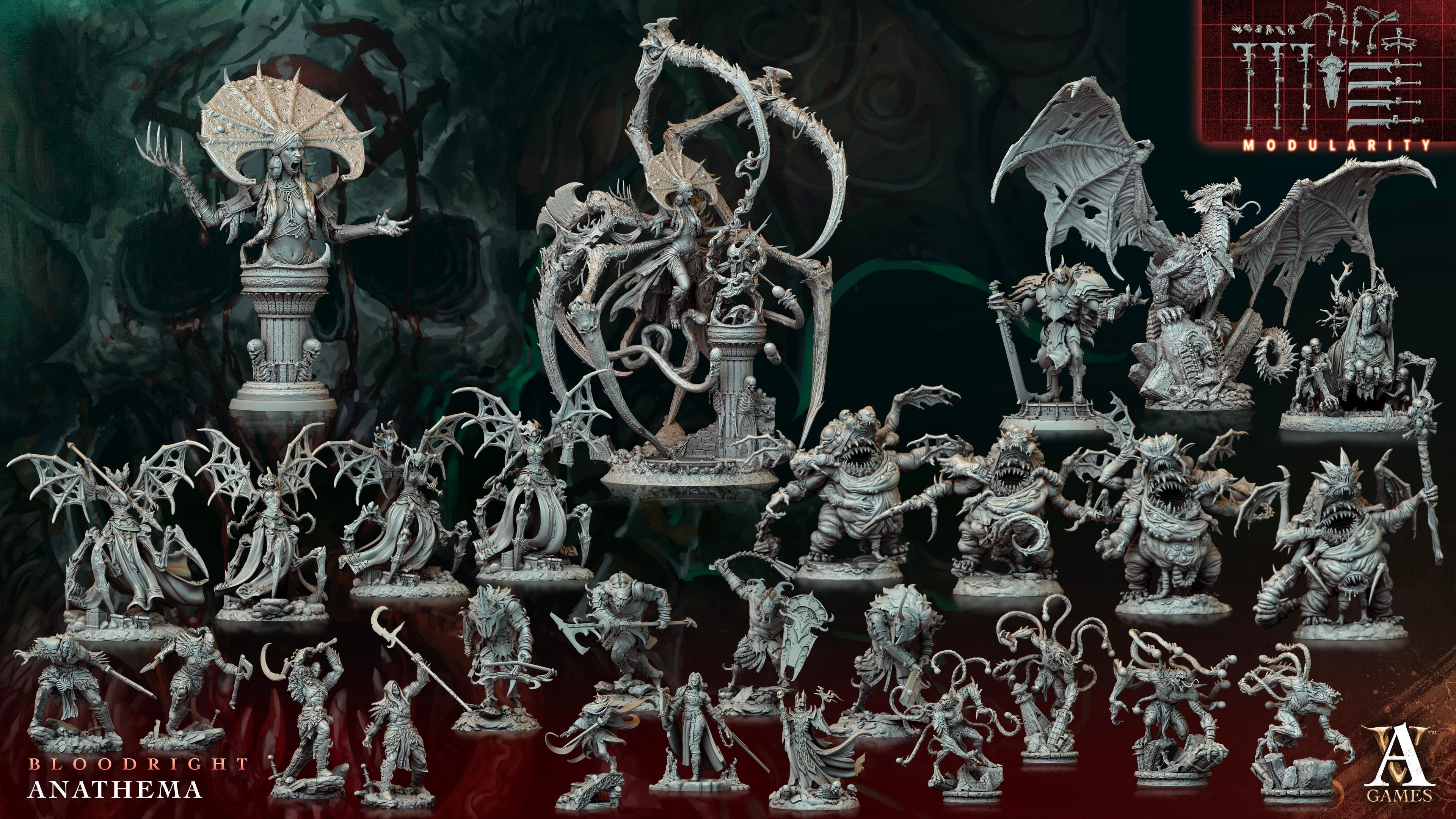 3D Printed Archvillain Games Voidblood Loathkin Bloodright - Anathema 28 32mm D&D