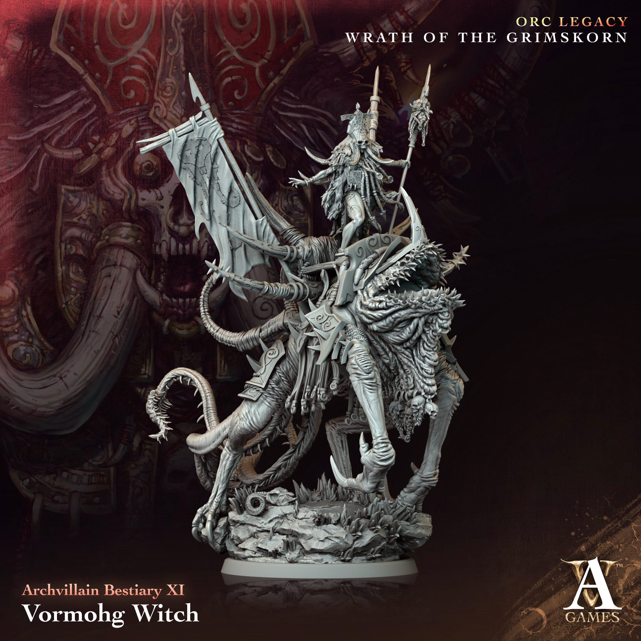 3D Printed Archvillain Games Vormohg Witch Archvillain Bestiary Vol XI 28 32mm D&D