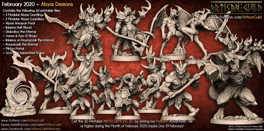3D Printed Artisan Guild Abyss Demon Weapons Rack Abyss Demons Set 28mm 32mm