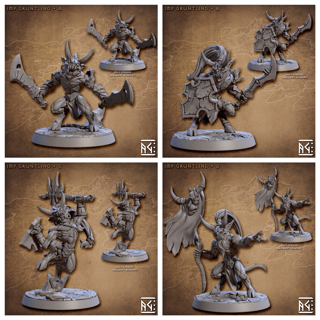 3D Printed Artisan Guild Abyss Imp Gruntiling Abyss Demons Set 28mm 32mm