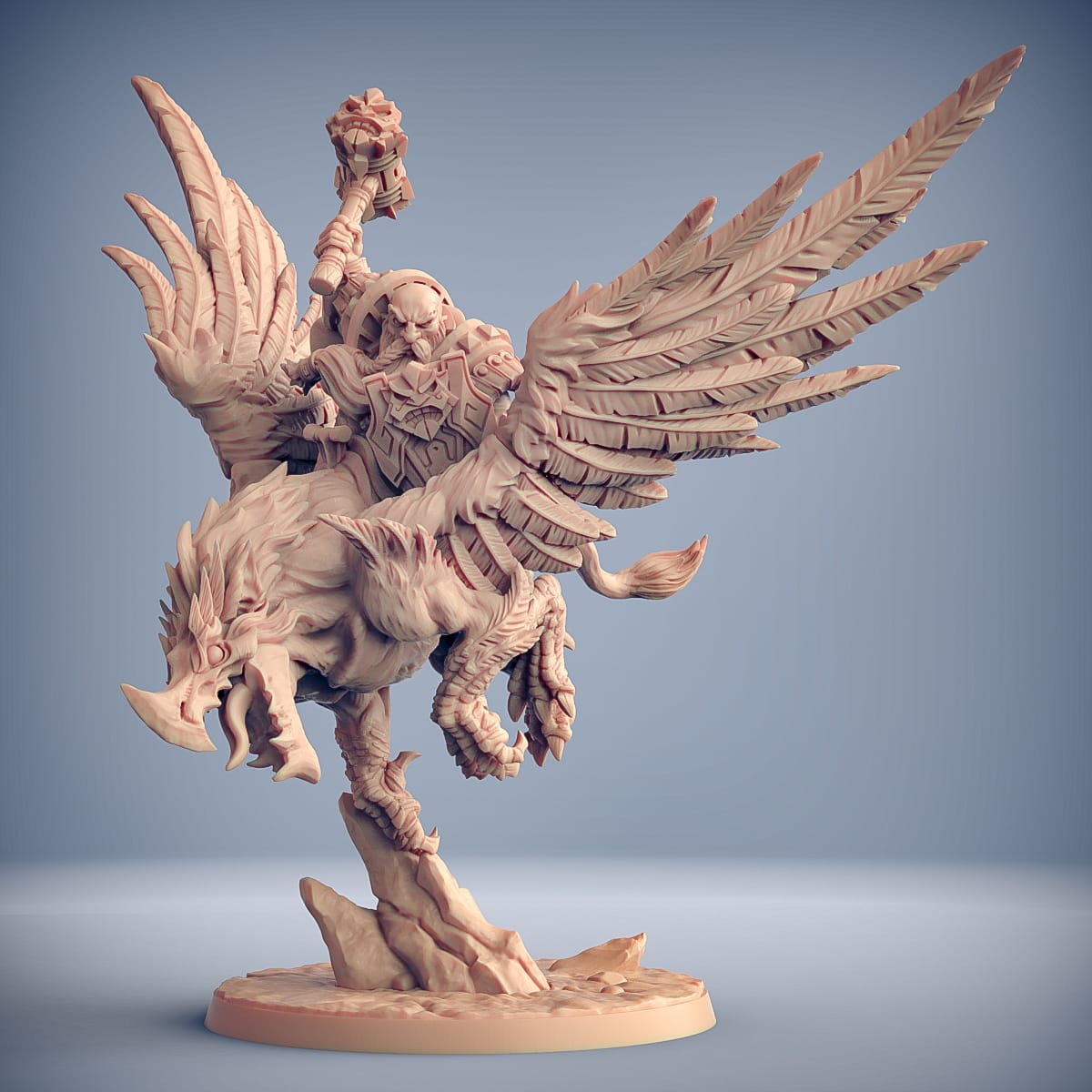 3D Printed Artisan Guild Alvar on Thunderbeak (Gryphon) Dwarven Defenders Set 28mm 32mm