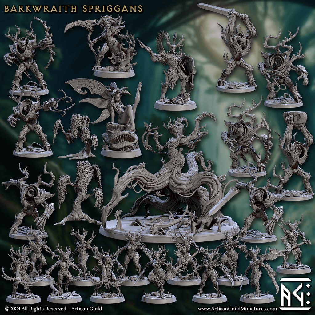 3D Printed Artisan Guild The Green Knight Barkwraith Spriggans Set 28mm 32mm