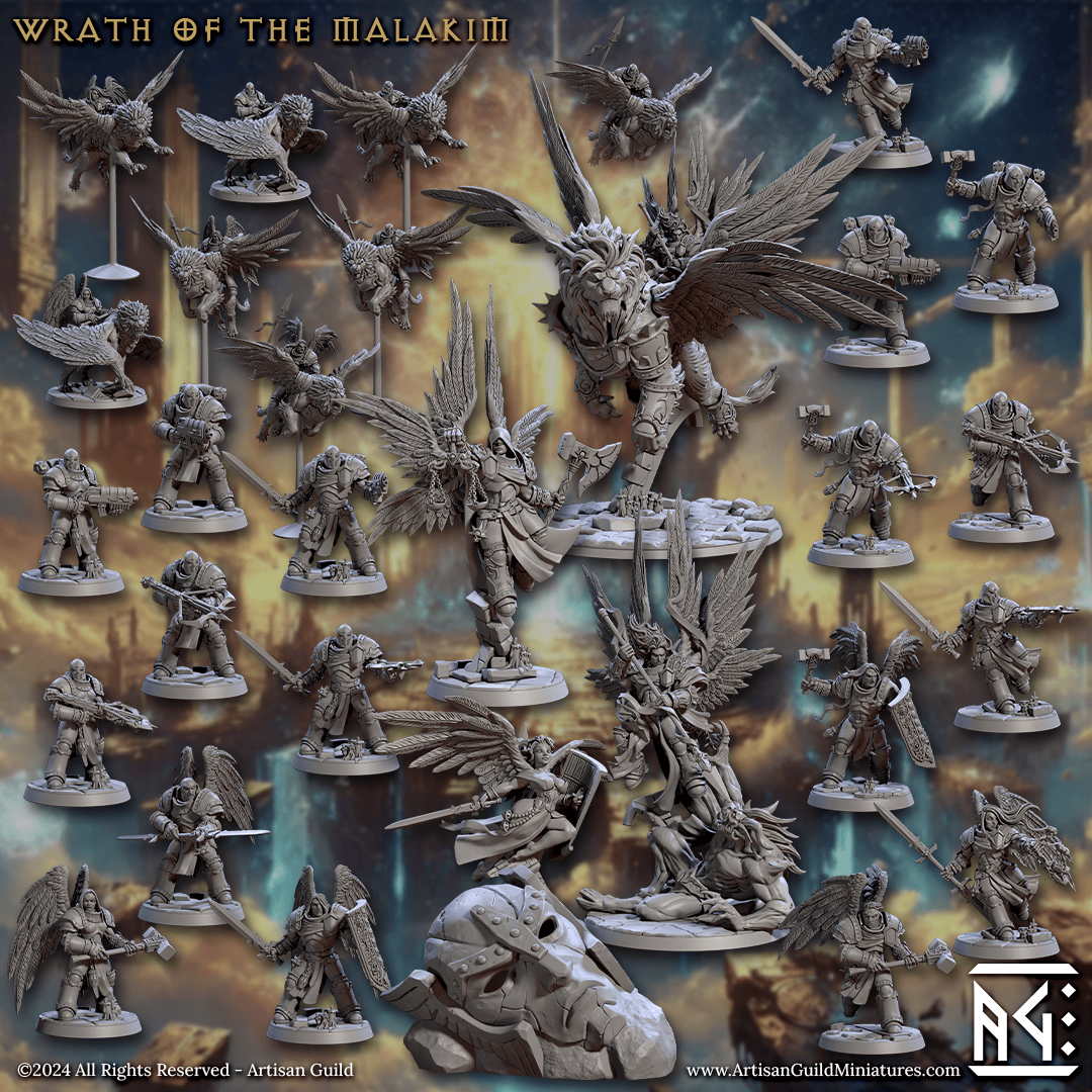 3D Printed Artisan Guild Mikael - Hand of Righteous Wrath Weapons & Hands Wrath of the Malakim Set 28mm 32mm