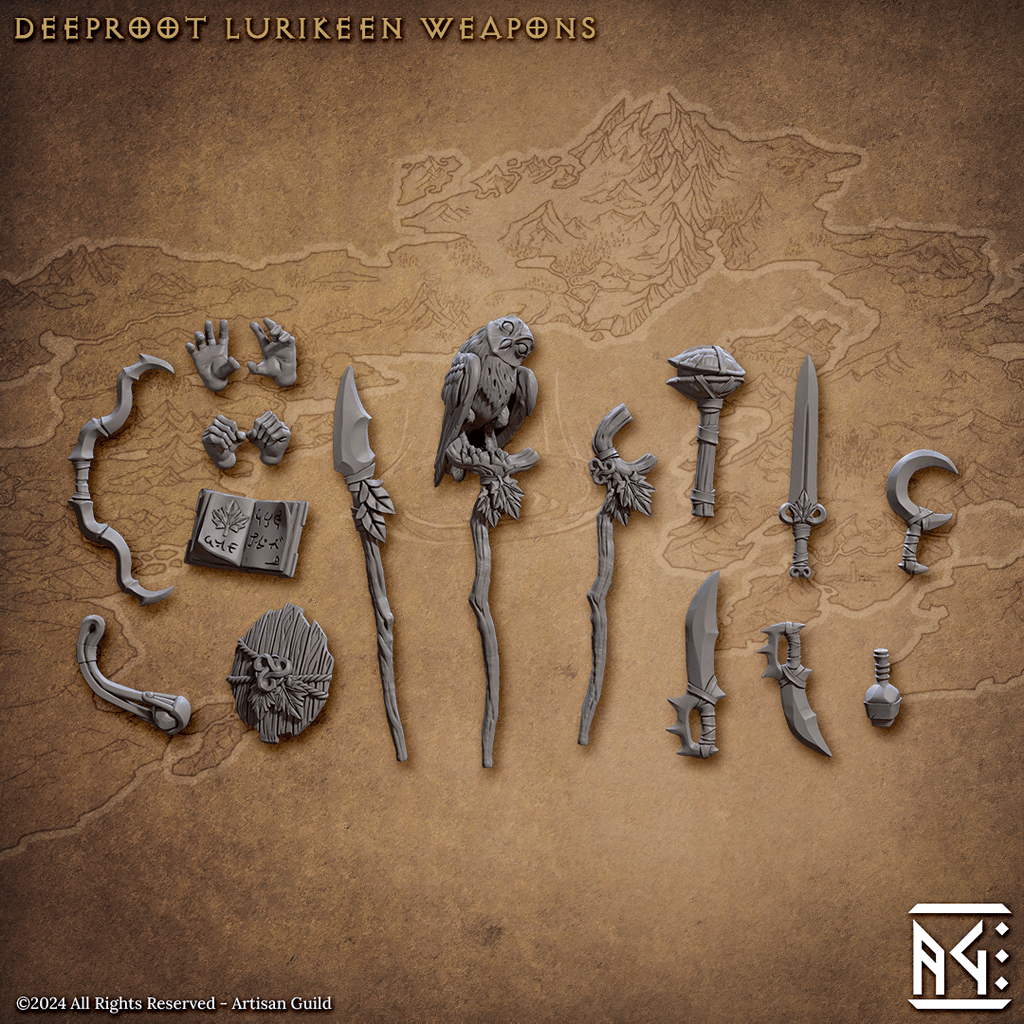 3D Printed Artisan Guild Deeproot Lurikeen Weapons Set Deeproot Lurikeen Set 28mm 32mm