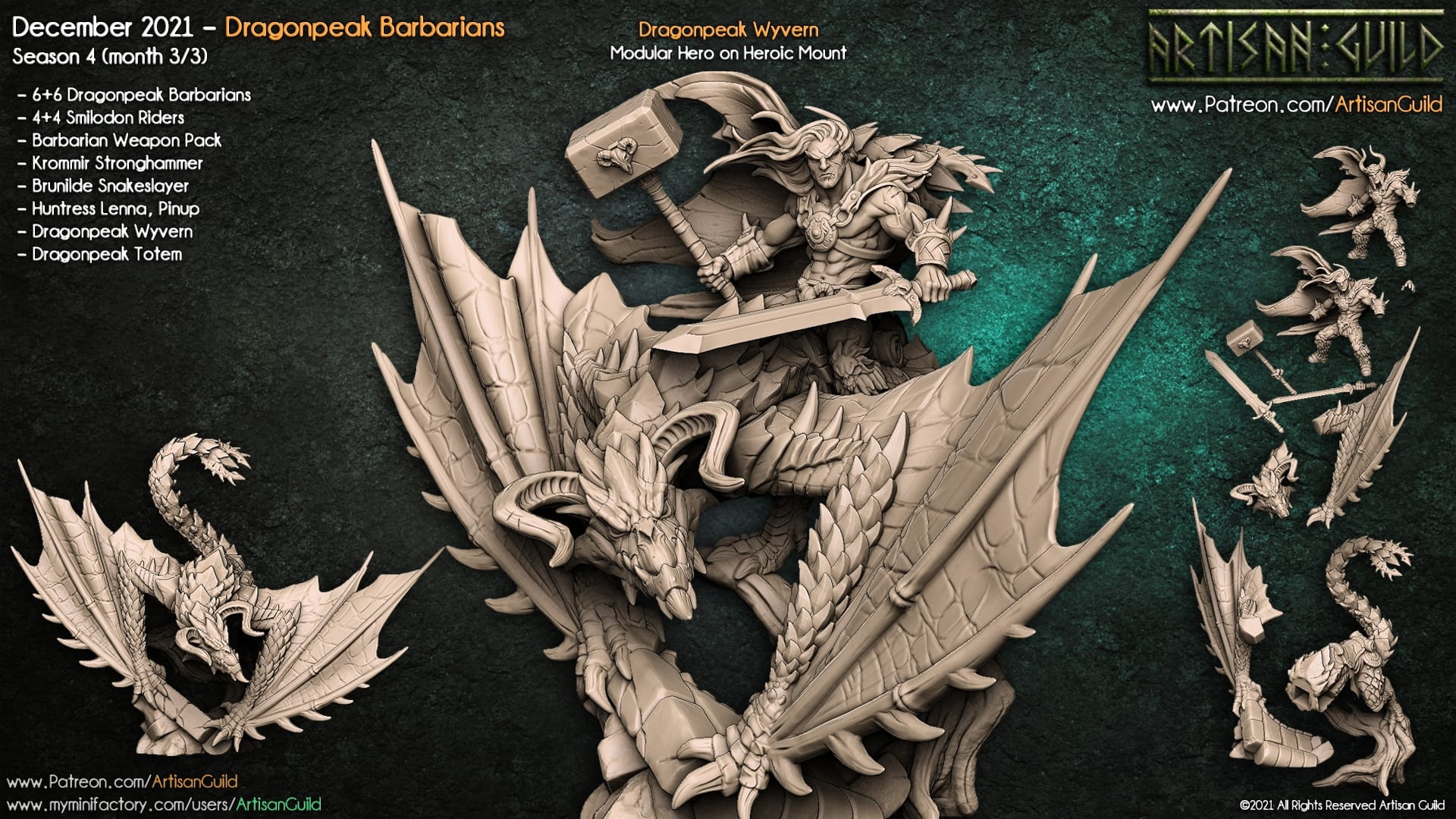 3D Printed Artisan Guild Dragonpeak Wyvern Dragonpeak Barbarians 28mm 32mm