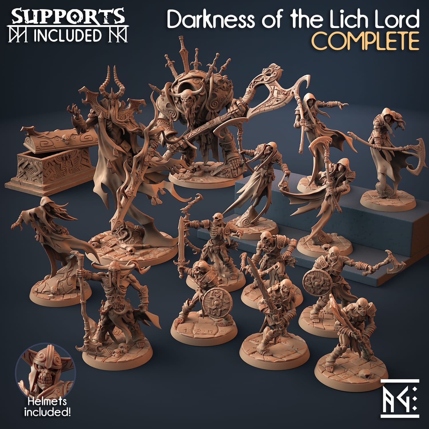 3D Printed Artisan Guild Draugr Coffin Darkness of the Lich Lord 28mm 32mm