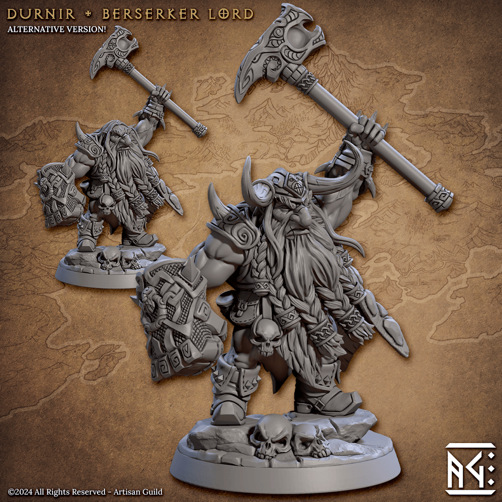 3D Printed Artisan Guild Durnir Berserker Lord Dwarf Berserkers Set 28mm 32mm
