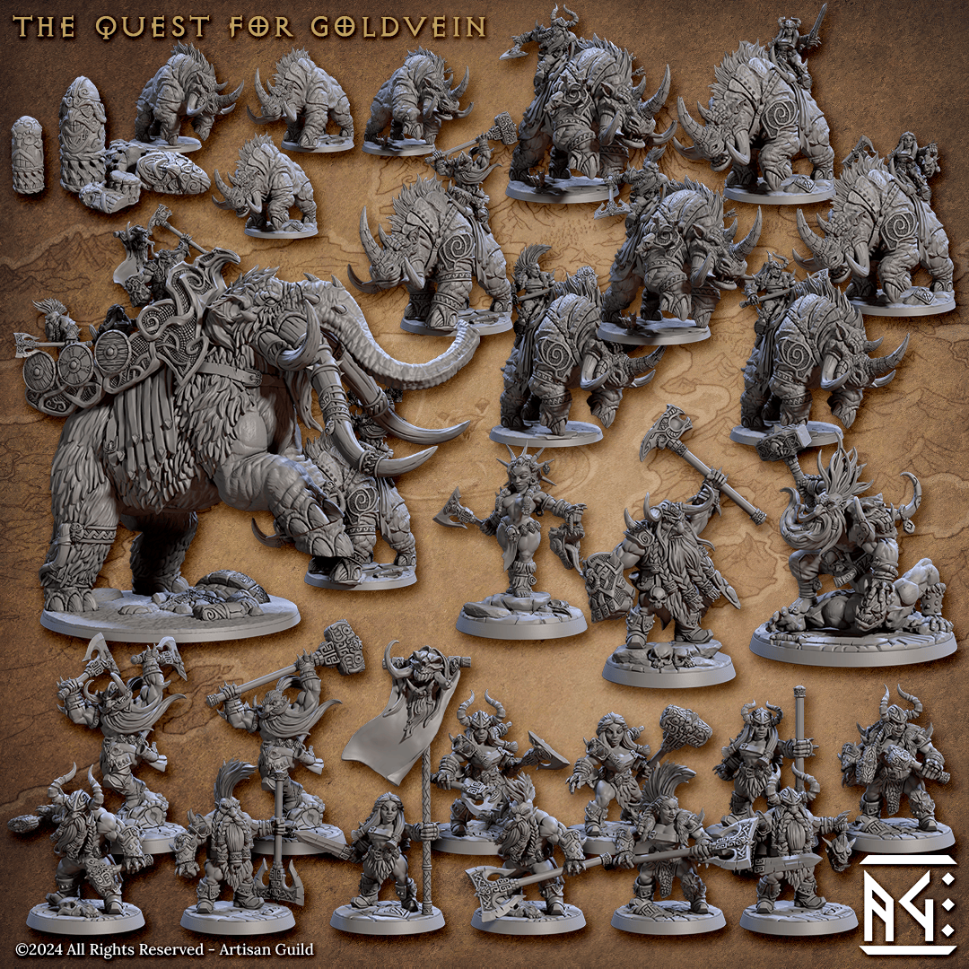 3D Printed Artisan Guild Dwarf Berserkers Dwarf Berserkers Set 28mm 32mm