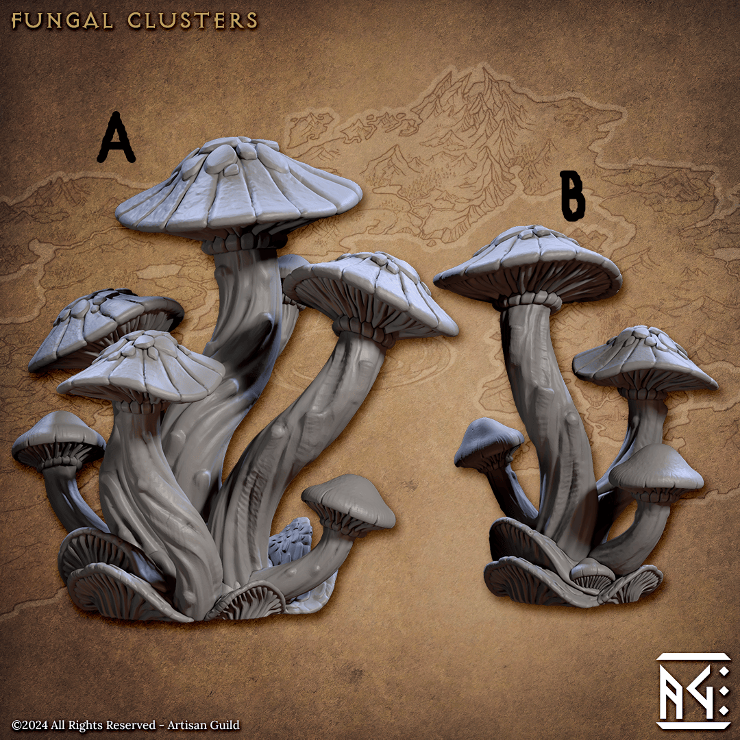 3D Printed Artisan Guild Fungal Clusters Deeproot Lurikeen Set 28mm 32mm