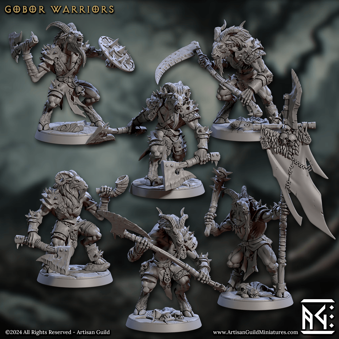 3D Printed Artisan Guild Gobor Warriors Set Rise of the Beastmen Set 28mm 32mm