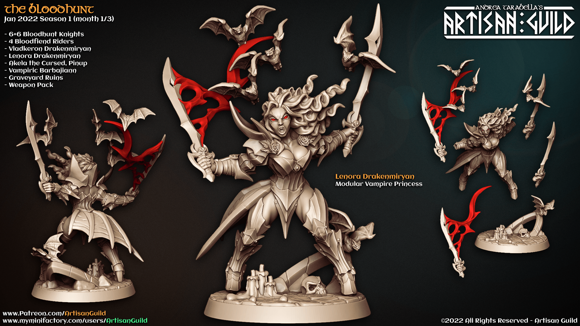3D Printed Artisan Guild Lenora Drakenmiryan The Bloodhunt 28mm 32mm