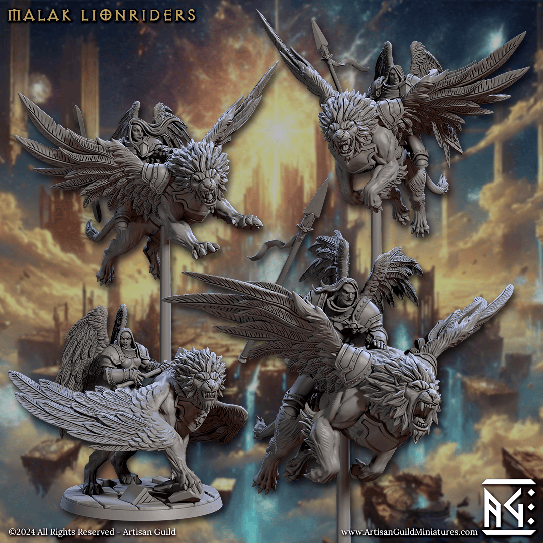 3D Printed Artisan Guild Malakim Lionriders Wrath of the Malakim Set 28mm 32mm