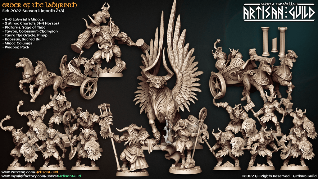 3D Printed Artisan Guild Sacred Bull Knossus Order of the Labyrinth 28mm 32mm