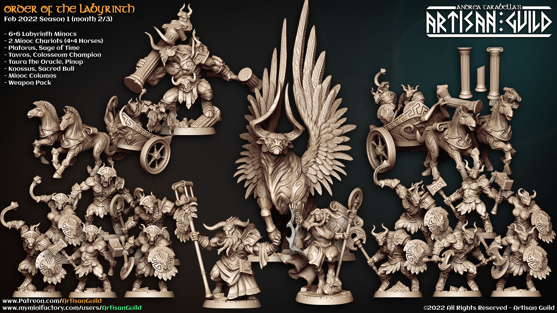 3D Printed Artisan Guild Sacred Bull Knossus Order of the Labyrinth 28mm 32mm
