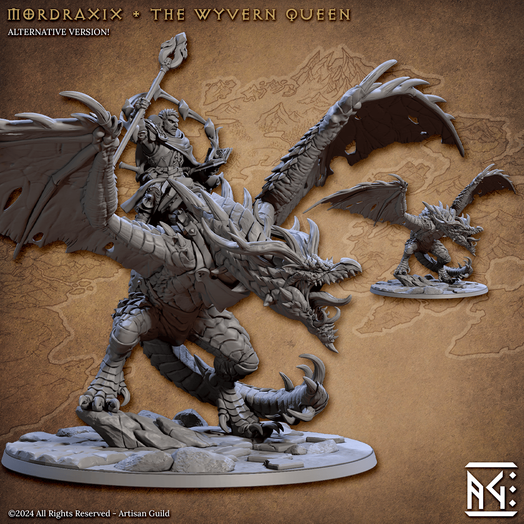 3D Printed Artisan Guild Modrdaxix the Wyvern Queen Vanguard Fighters Set 28mm 32mm