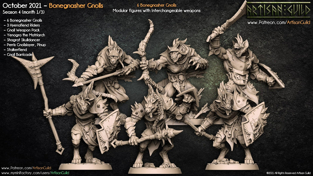 3D Printed Artisan Guild Modular Bonegnasher Gnolls Bonegnasher Gnolls 28mm 32mm