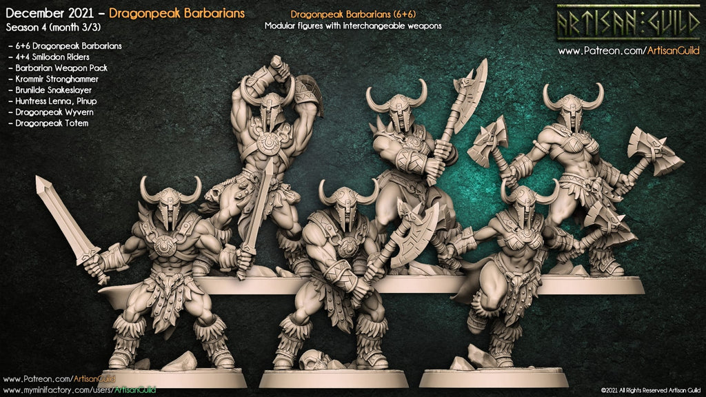 3D Printed Artisan Guild Modular Dragonpeak Barbarians Dragonpeak Barbarians 28mm 32mm