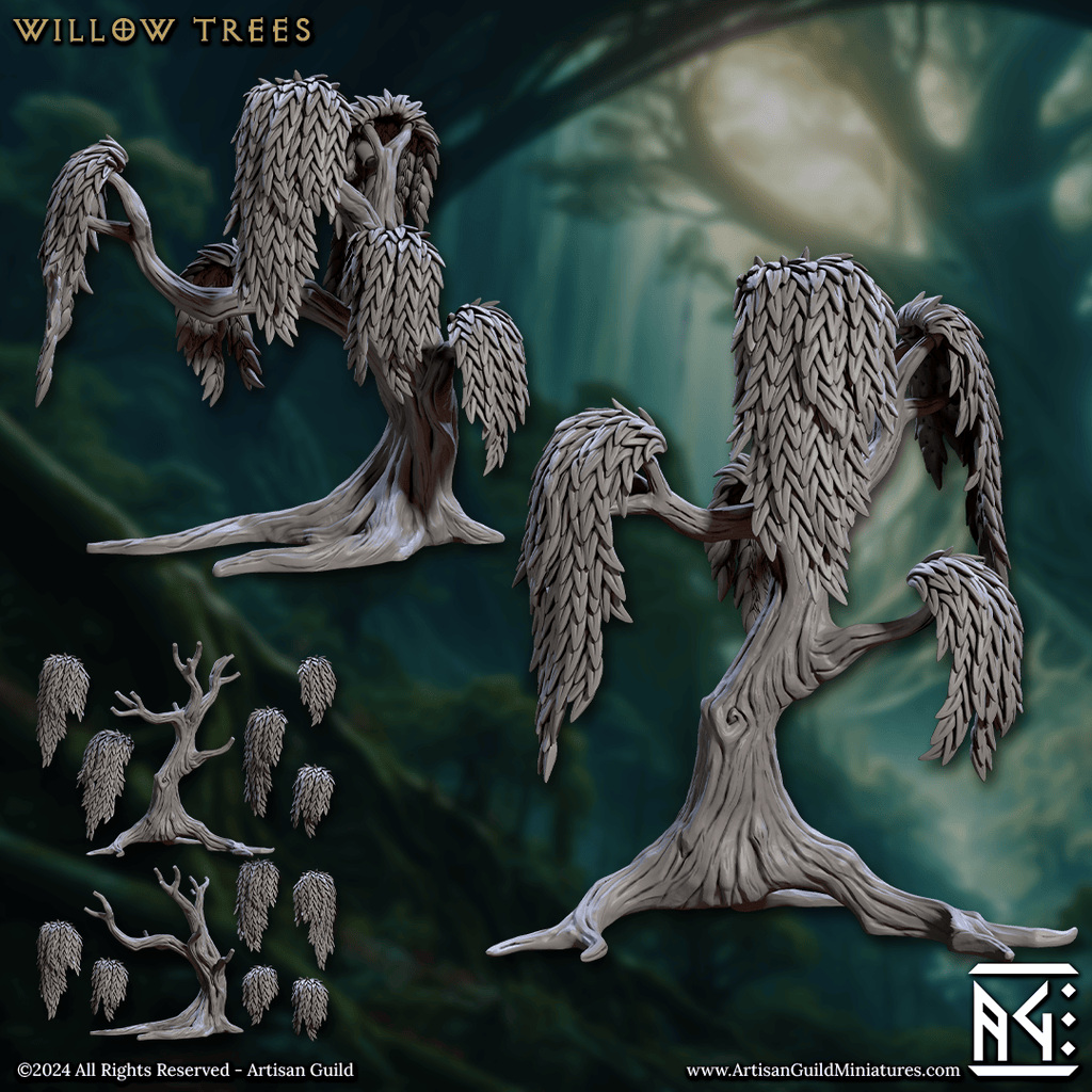 3D Printed Artisan Guild Modular Willow Trees Barkwraith Spriggans Set 28mm 32mm