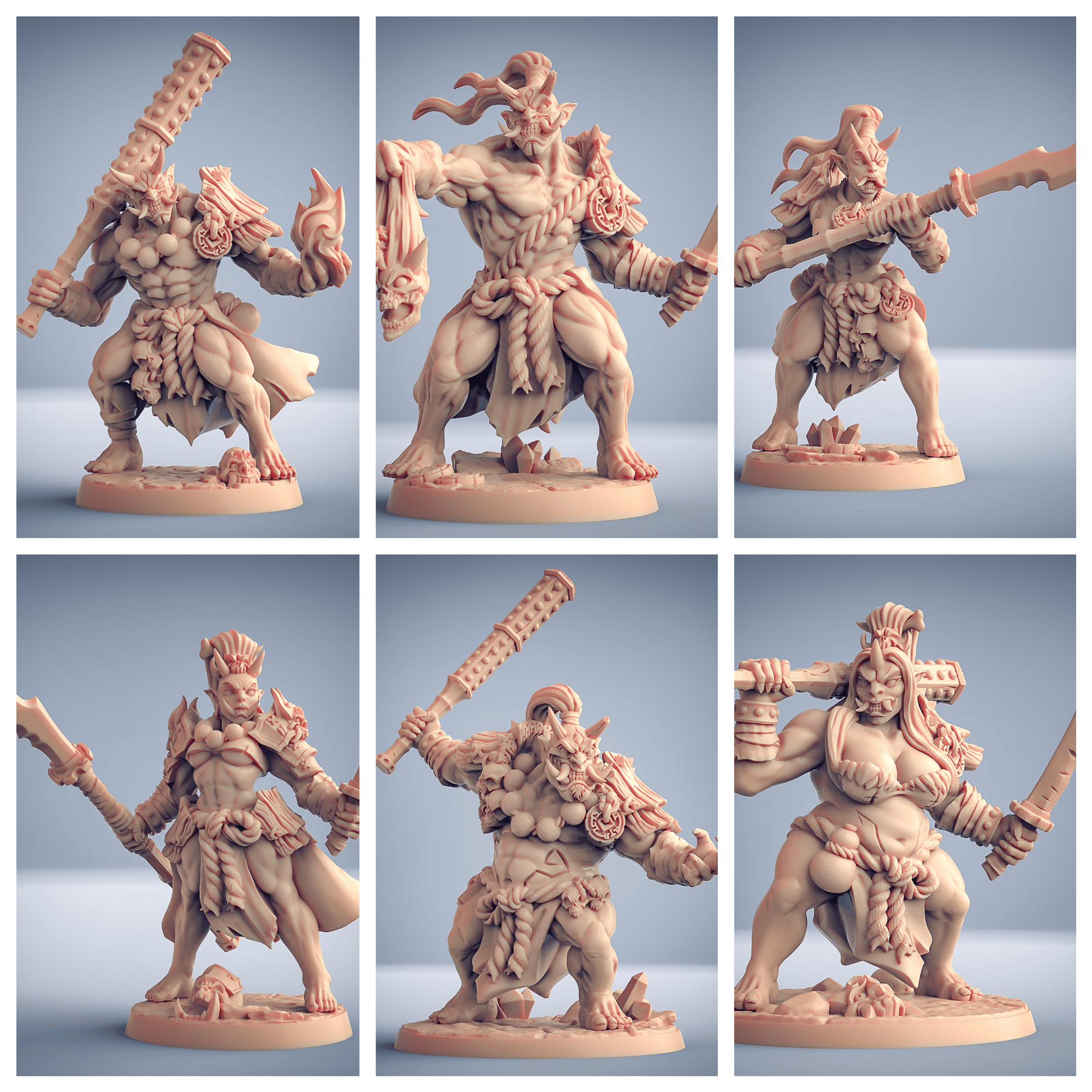 3D Printed Artisan Guild Oni Grunt Set Oni Clan 28mm 32mm