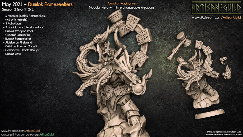 3D Printed Artisan Guild Runakk Forgemaster Dumlok Flameseekers 28mm 32mm