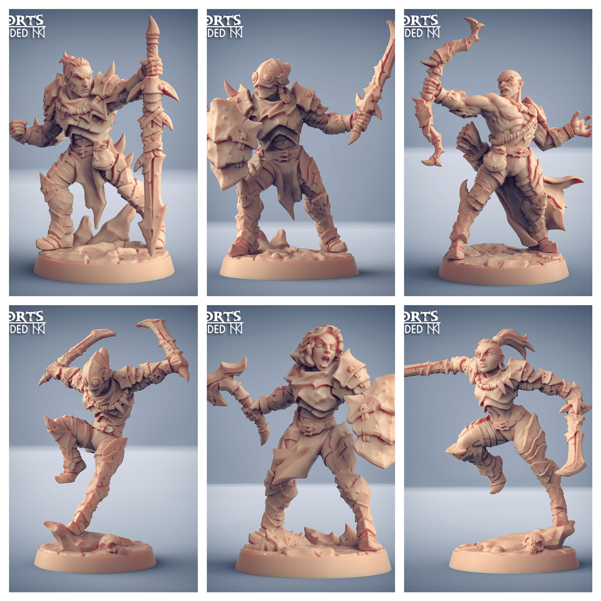 3D Printed Artisan Guild Scourgeland Survivor Set Scourgeland Survivors 28mm 32mm