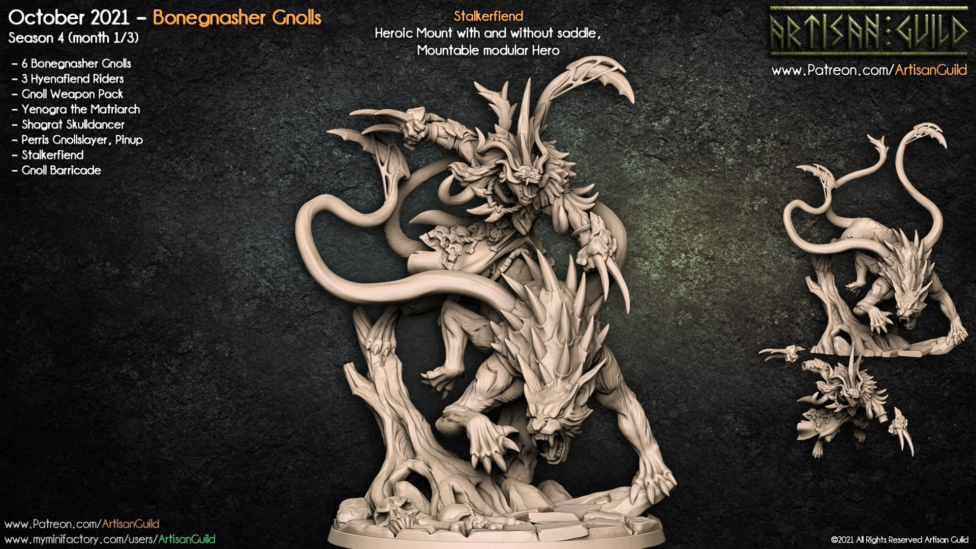 3D Printed Artisan Guild Stalkerfiend Bonegnasher Gnolls 28mm 32mm