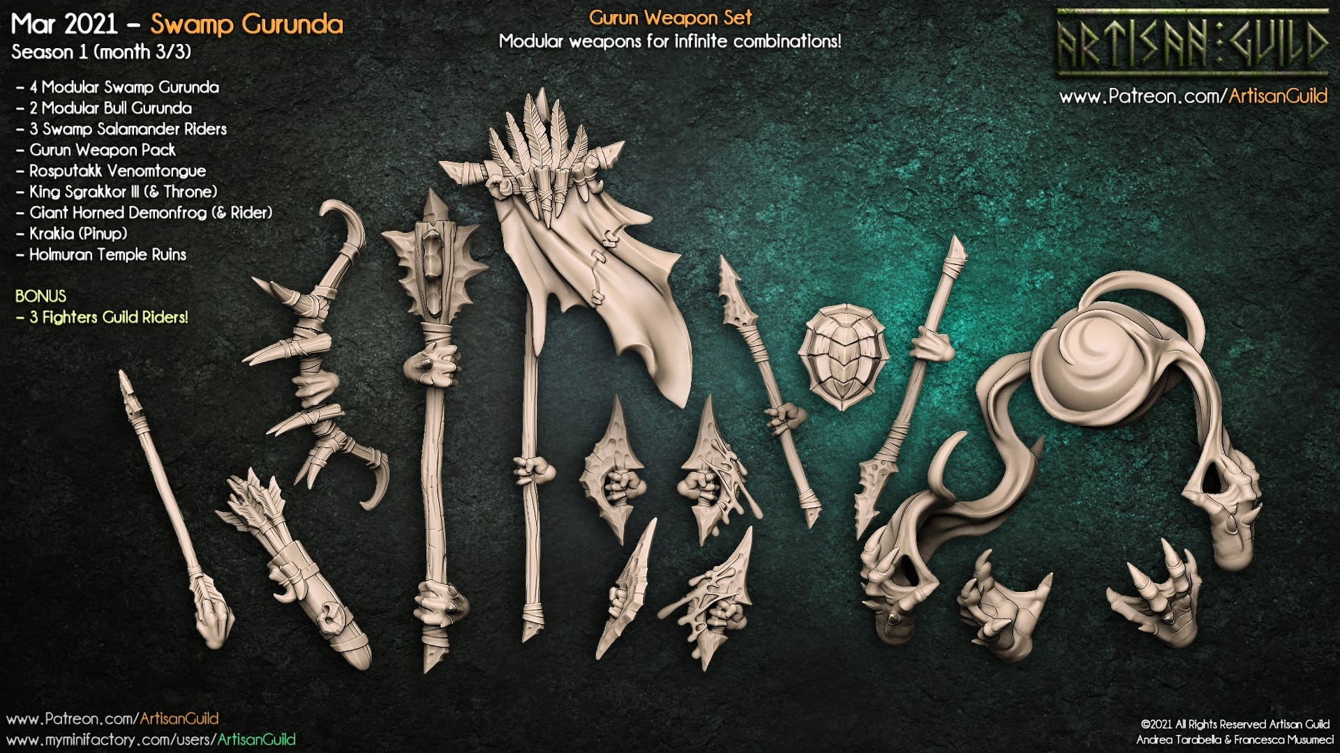 3D Printed Artisan Guild Swamp Gurunda Weapons Swamp Gurunda 28mm 32mm