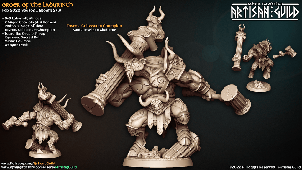 3D Printed Artisan Guild Tavros Colosseum Champion Order of the Labyrinth 28mm 32mm