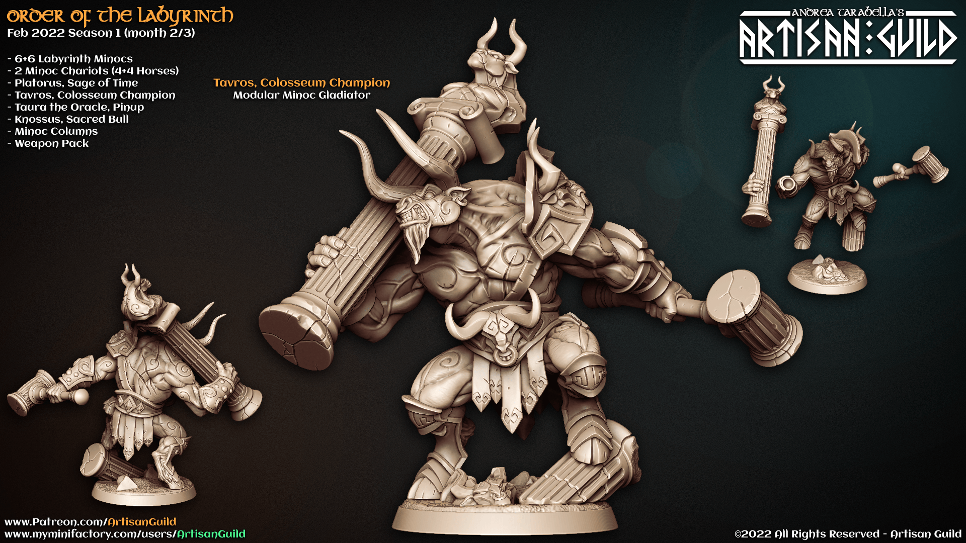 3D Printed Artisan Guild Tavros Colosseum Champion Order of the Labyrinth 28mm 32mm