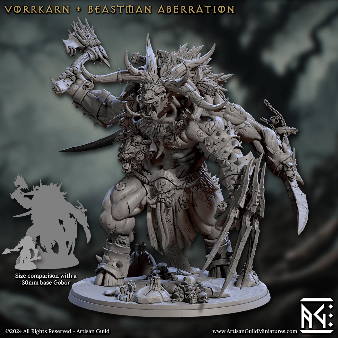 3D Printed Artisan Guild Vorrkarn Beastman Aberration Rise of the Beastmen Set 28mm 32mm
