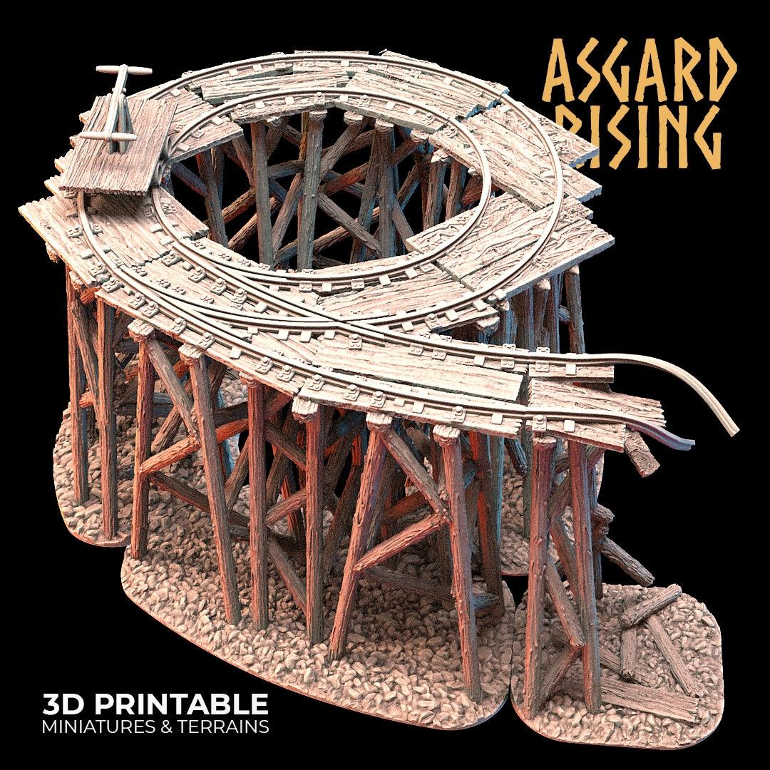 3D Printed Asgard Rising Advanced Dwarven Mines Underground Railroad 28mm - 32mm