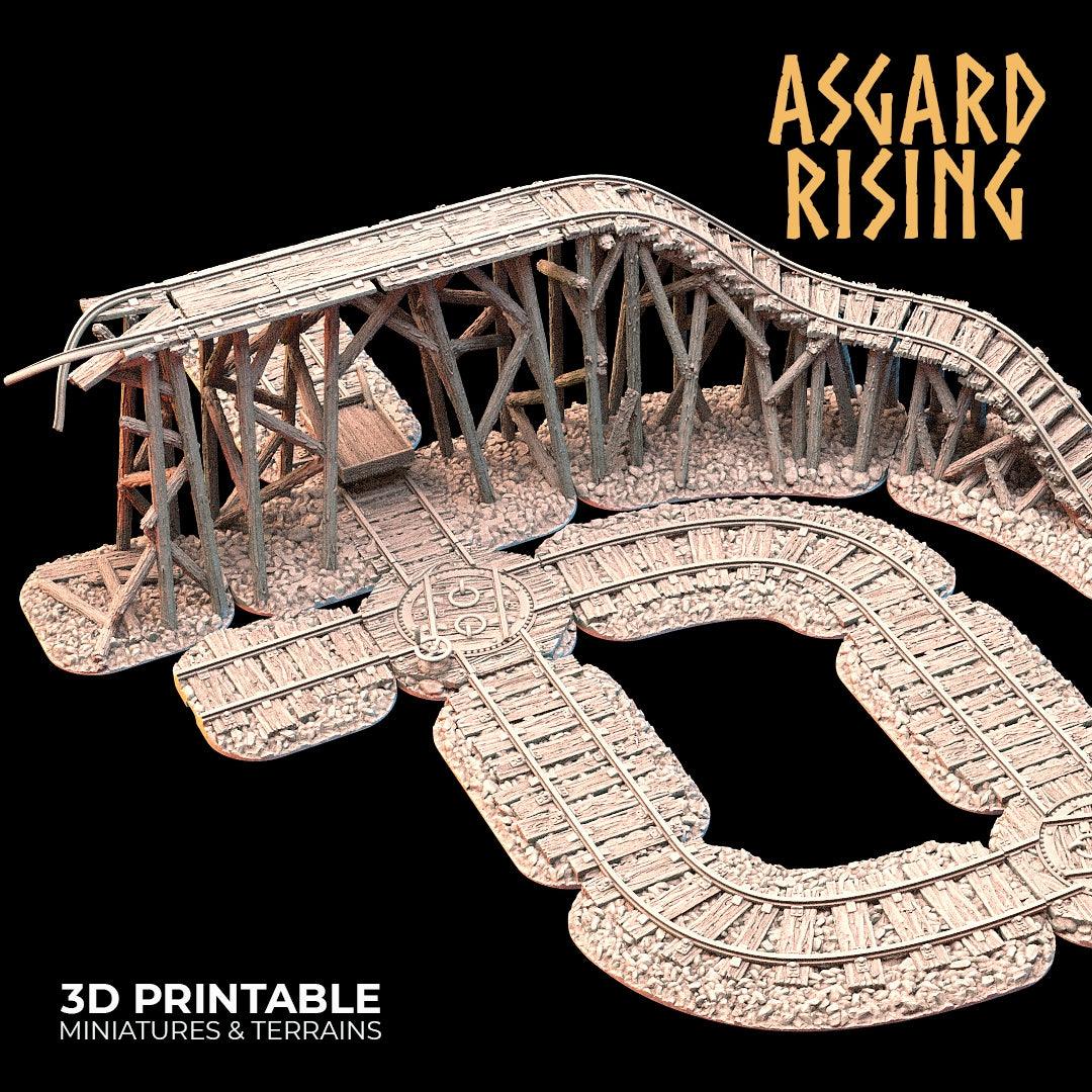 3D Printed Asgard Rising Advanced Dwarven Mines Underground Railroad 28mm - 32mm