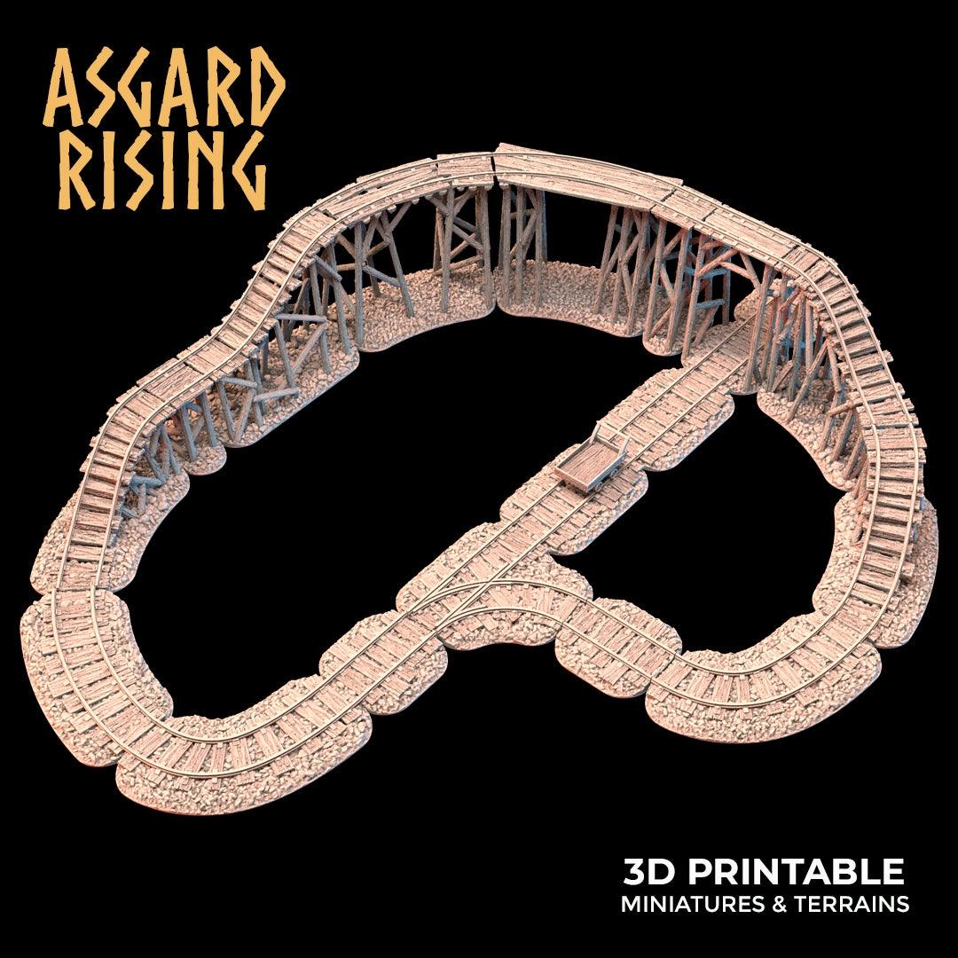3D Printed Asgard Rising Advanced Dwarven Mines Underground Railroad 28mm - 32mm