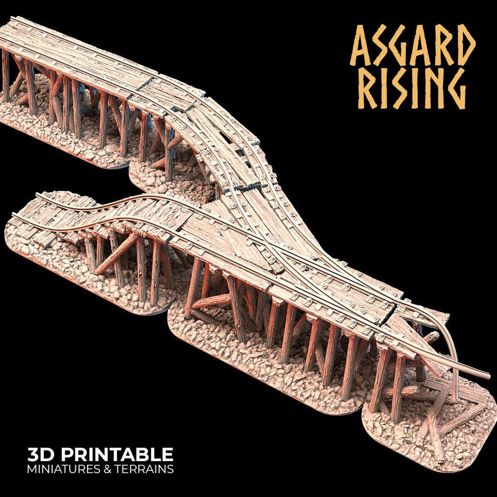 3D Printed Asgard Rising Advanced Dwarven Mines Underground Railroad 28mm - 32mm