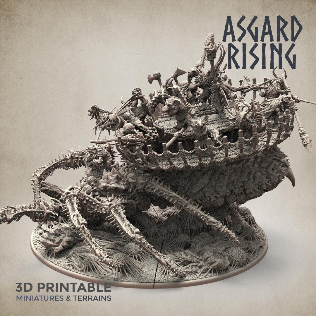 3D Printed Asgard Rising Ancient Spider Queen with Palanquin 32mm D&D