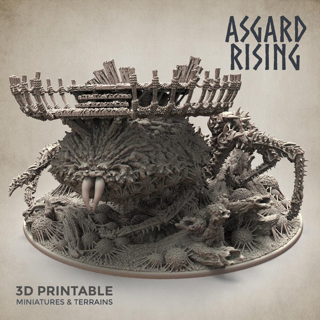 3D Printed Asgard Rising Ancient Spider Queen with Palanquin 32mm D&D