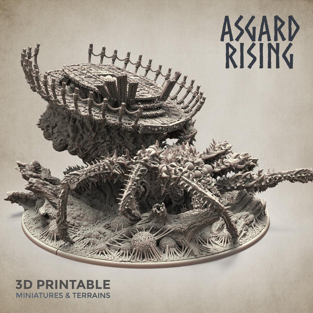 3D Printed Asgard Rising Ancient Spider Queen with Palanquin 32mm D&D