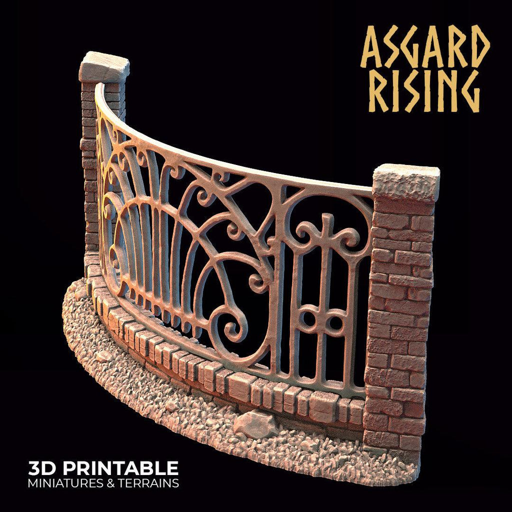 3D Printed Asgard Rising Cemetery Iron Wall Gate Set B 28mm-32mm Ragnarok D&D