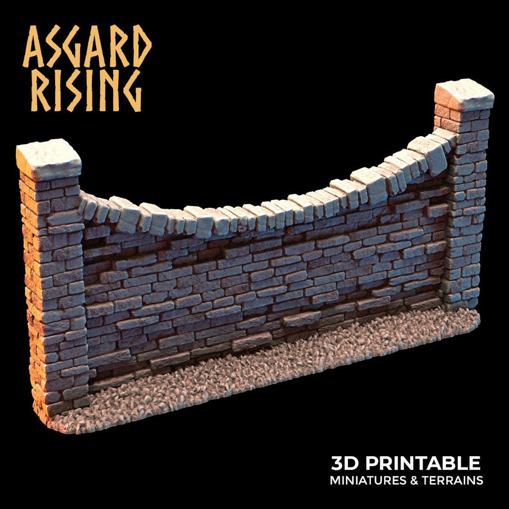 3D Printed Asgard Rising Cemetery Stone Wall Fence Set 28mm-32mm Ragnarok D&D