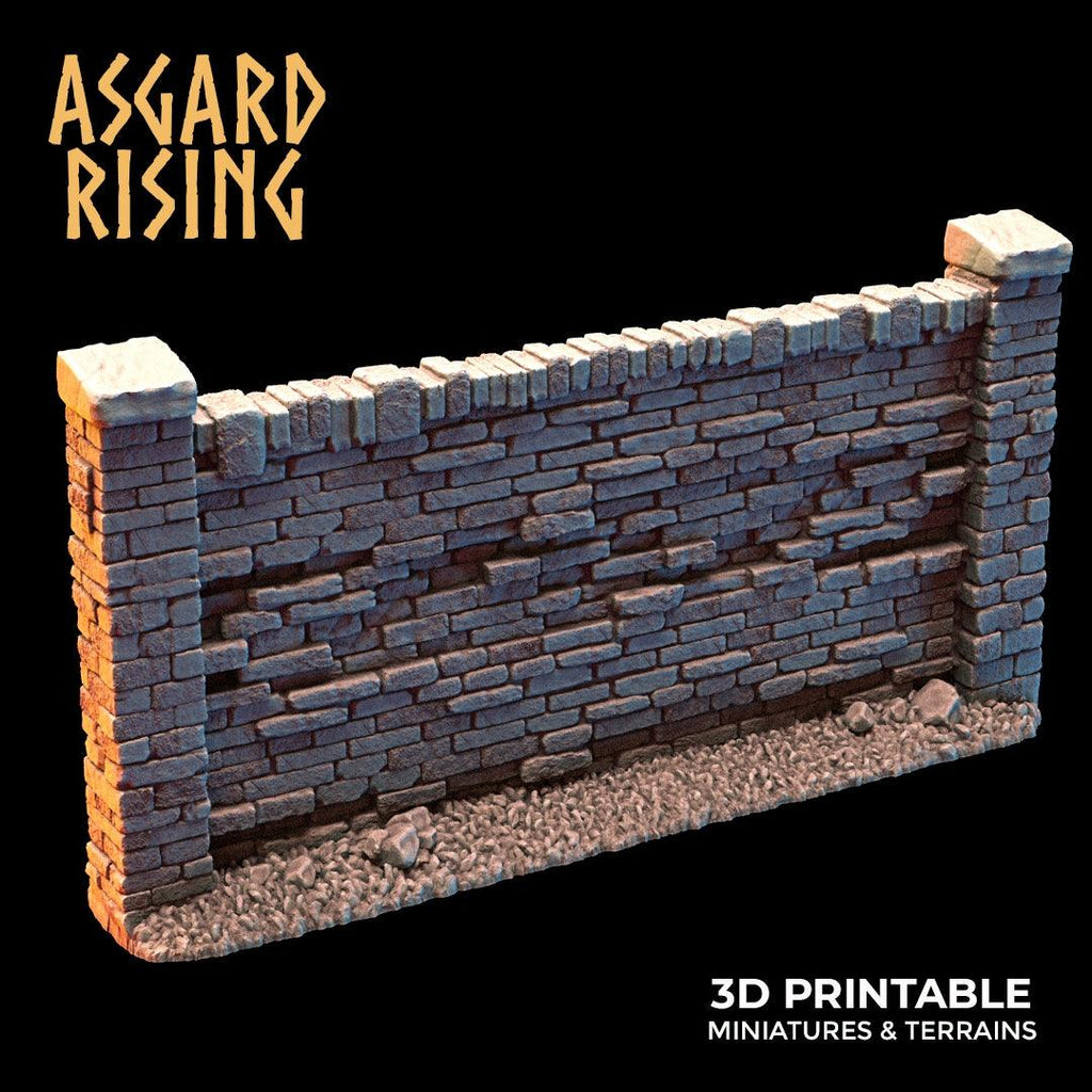 3D Printed Asgard Rising Cemetery Stone Wall Fence Set 28mm-32mm Ragnarok D&D