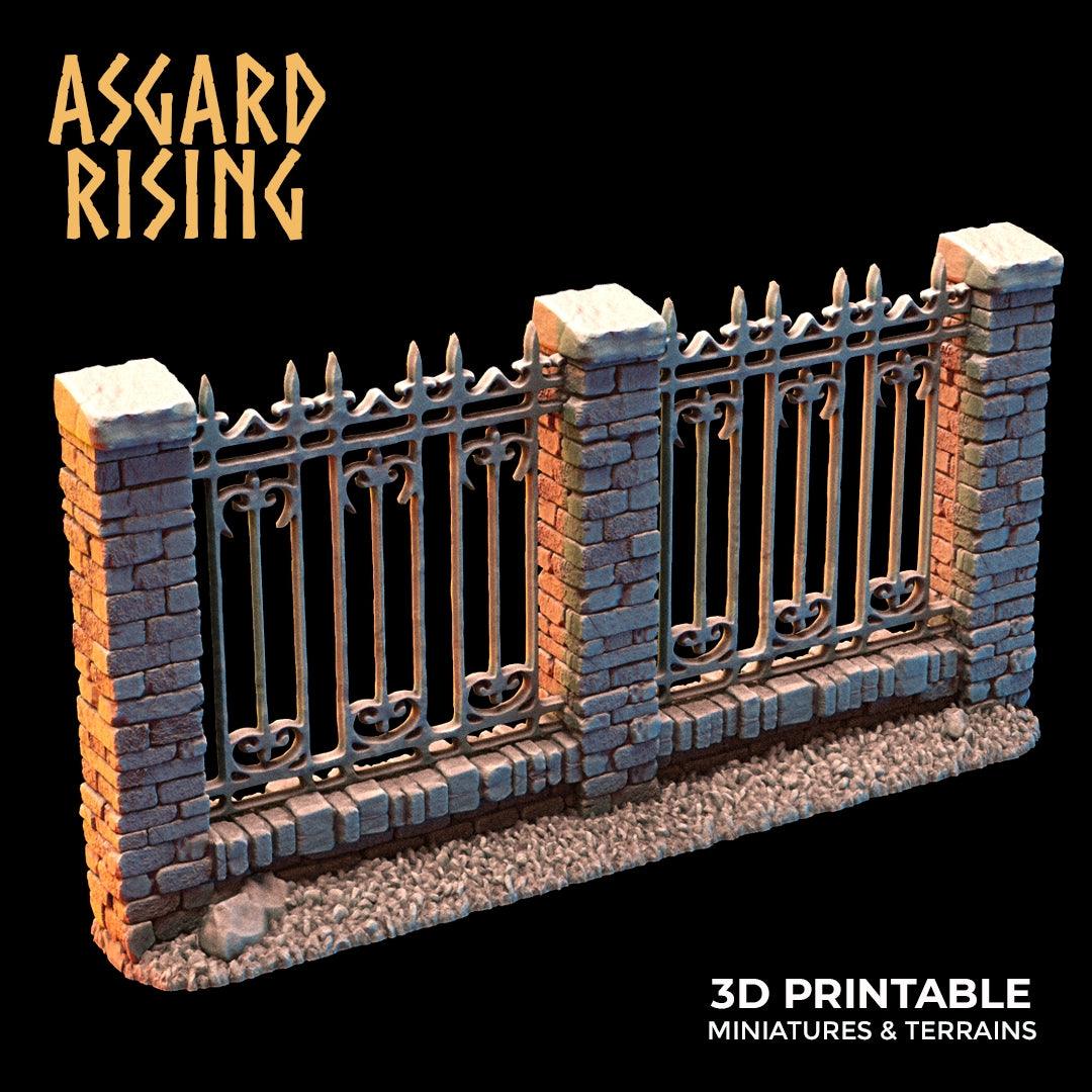 3D Printed Asgard Rising Cemetery Stone Wall Fence Set 28mm-32mm Ragnarok D&D