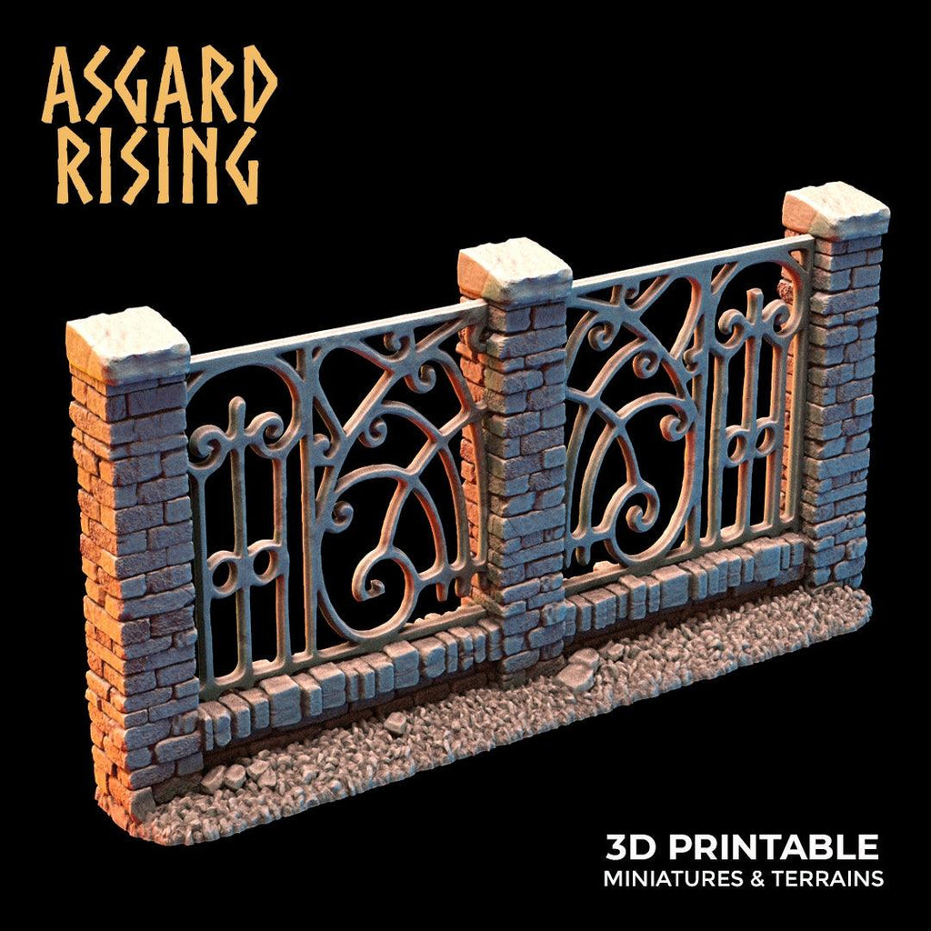 3D Printed Asgard Rising Cemetery Stone Wall Fence Set 28mm-32mm Ragnarok D&D