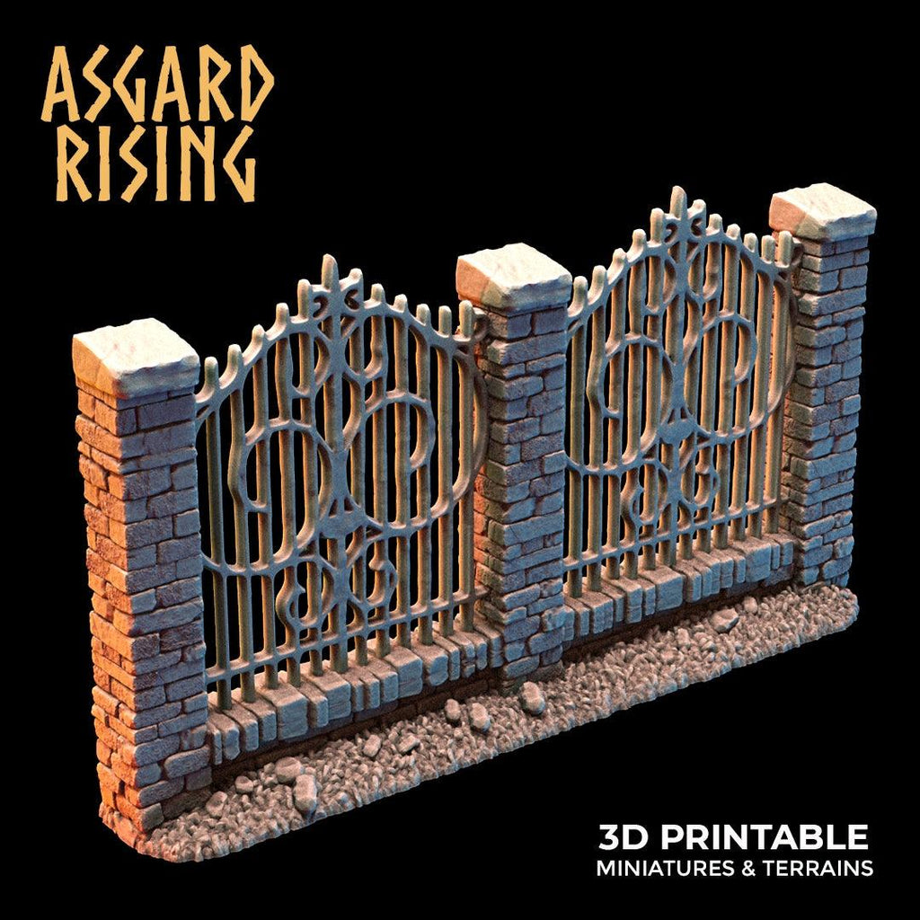 3D Printed Asgard Rising Cemetery Stone Wall Fence Set 28mm-32mm Ragnarok D&D