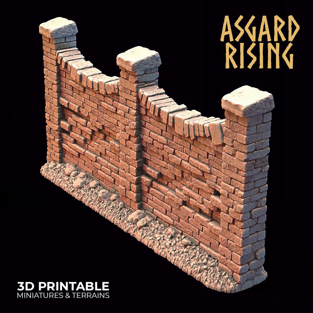 3D Printed Asgard Rising Cemetery Stone Wall Gate Set A 28mm-32mm Ragnarok D&D