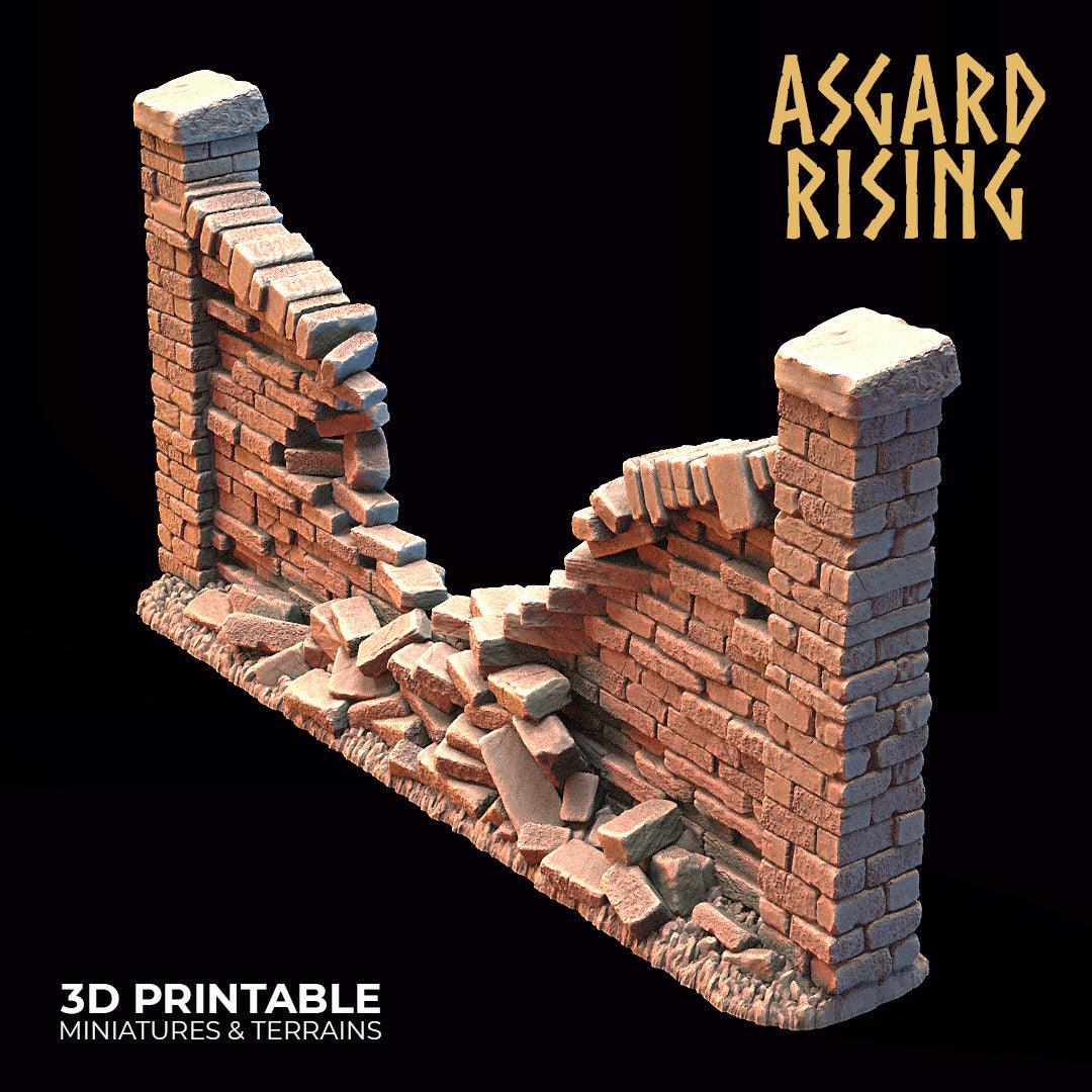 3D Printed Asgard Rising Cemetery Stone Wall Gate Set A 28mm-32mm Ragnarok D&D