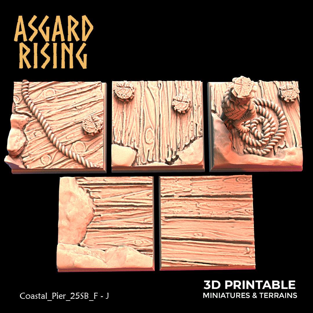 3D Printed Asgard Rising Coastal Pier Set 2 - 20 25 30 35mm Square Bases 28 32 mm Wargaming DnD